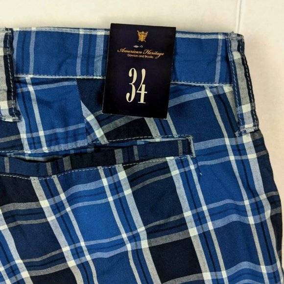 NWT $98 - American Heritage Men's Reversible Shorts - Blue Plaid & Solid - 34 - Picture 7 of 8